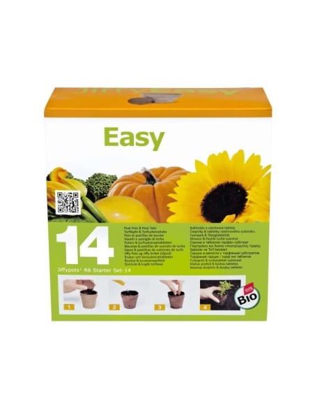 Kit de démarrage Jiffypots R6 - 14 Pots et Pastilles de Tourbe