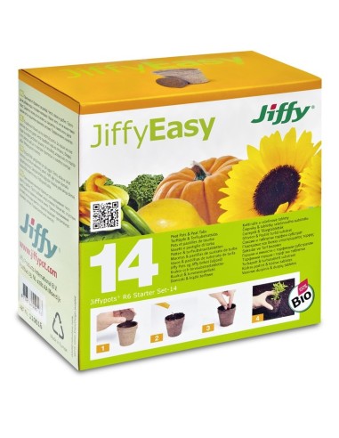 Kit de démarrage Jiffypots R6 - 14 Pots et Pastilles de Tourbe