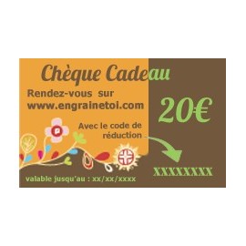 Chèque cadeau 20€ (valable 1 an)
